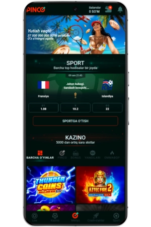 Main screen Pinco best casino